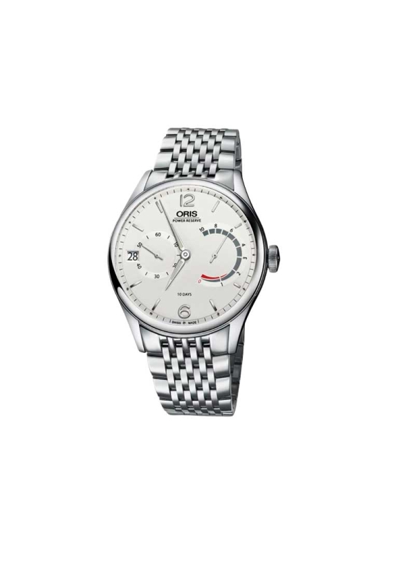 El Oris Artelier Calibre 111 es un reloj automático con caja de acero de 43 mm con esfera plateada, indicación de 10 días de res
