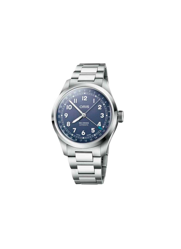 0Reloj automático en caja de acero de 40mm con reserva de marcha de hasta 41h, esfera azul lila y brazalete de acero.