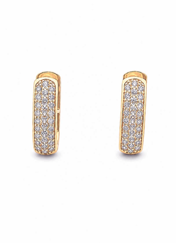 Criollas de oro rosa de 18Kt de contorno rectangular con pavé de brillantes, con un peso total de 0,62ct de calidad G/H VS.