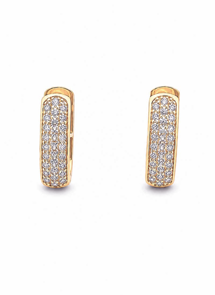 Criollas de oro rosa de 18Kt de contorno rectangular con pavé de brillantes, con un peso total de 0,62ct de calidad G/H VS.