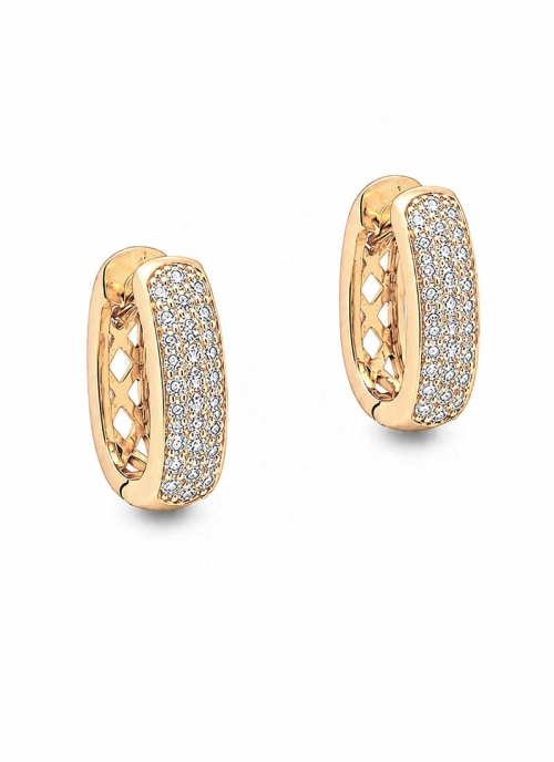 Criollas de oro rosa de 18Kt de contorno rectangular con pavé de brillantes, con un peso total de 0,62ct de calidad G/H VS.